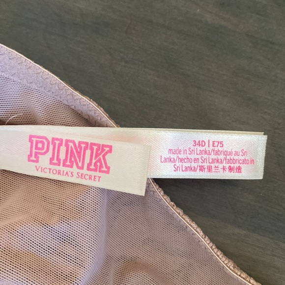 Taupe lace t-back front close PINK VS bra - Picture 4 of 4